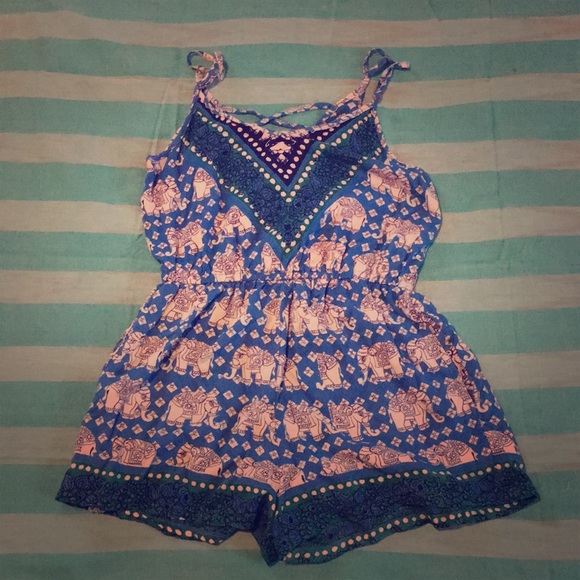 Cotton Boho Hippie Romper Elephants - Picture 1 of 6